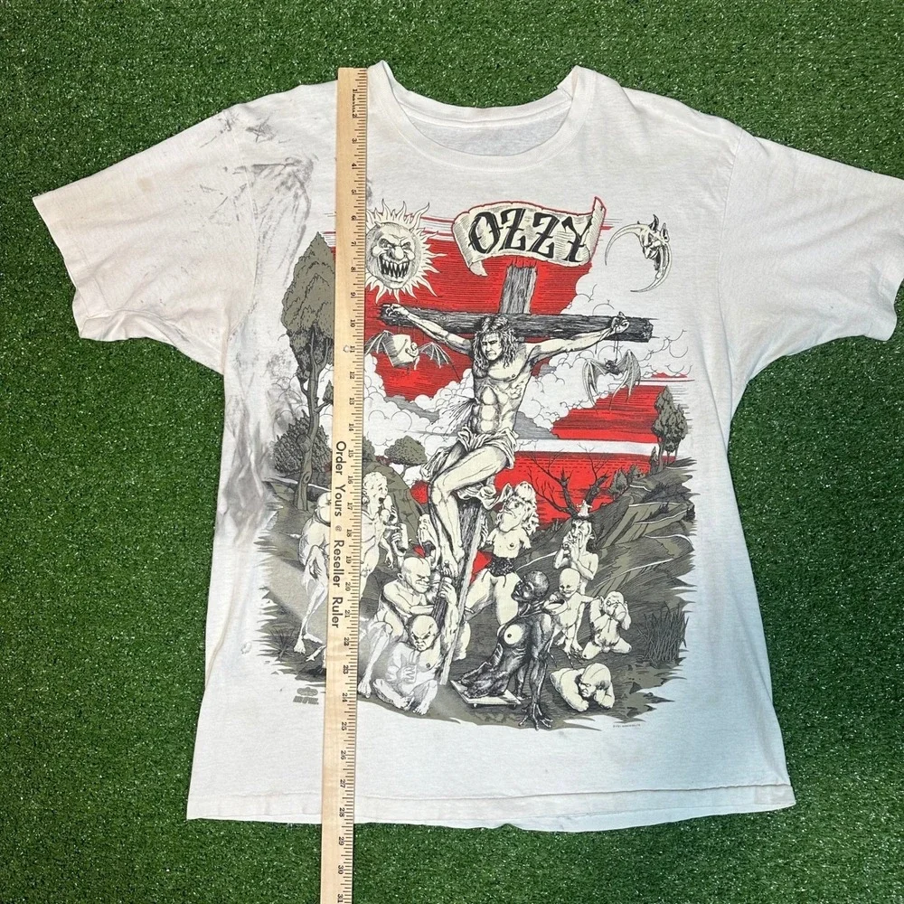 Vintage 1991 Ozzy Osbourne Crucifixion T Shirt‎ Glow in Dark Single Stitch Large